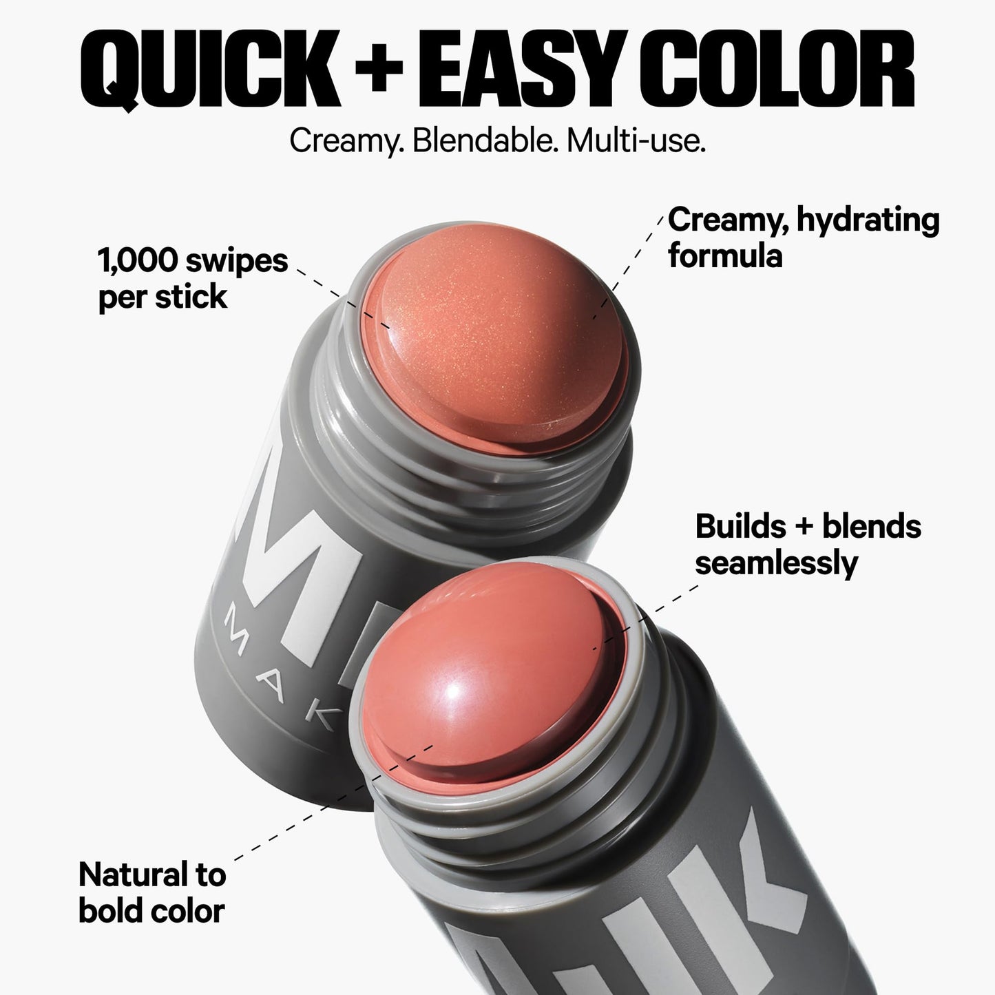 Milk Makeup Lip + Cheek Stick – Buildable Cream Blush + Lip Color w/Hydrating Mango Butter + Avocado Oil for a Natural Flush – Long-Lasting, Multiuse, Vegan Formula – Werk (Dusty Rose), 0.21 oz - dailyvitalstore