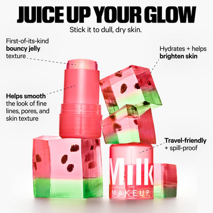 Milk Makeup Skincare Jelly Gift Set – Hydrating + Brightening Face Serums and Blush + Lip Stain in pH-Adaptive Pink – Two Full Size Serum Sticks .21oz + Travel-Friendly Jelly Tint (pHreeze) .17oz - dailyvitalstore