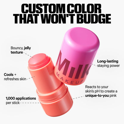 Milk Makeup Skincare Jelly Gift Set – Hydrating + Brightening Face Serums and Blush + Lip Stain in pH-Adaptive Pink – Two Full Size Serum Sticks .21oz + Travel-Friendly Jelly Tint (pHreeze) .17oz - dailyvitalstore