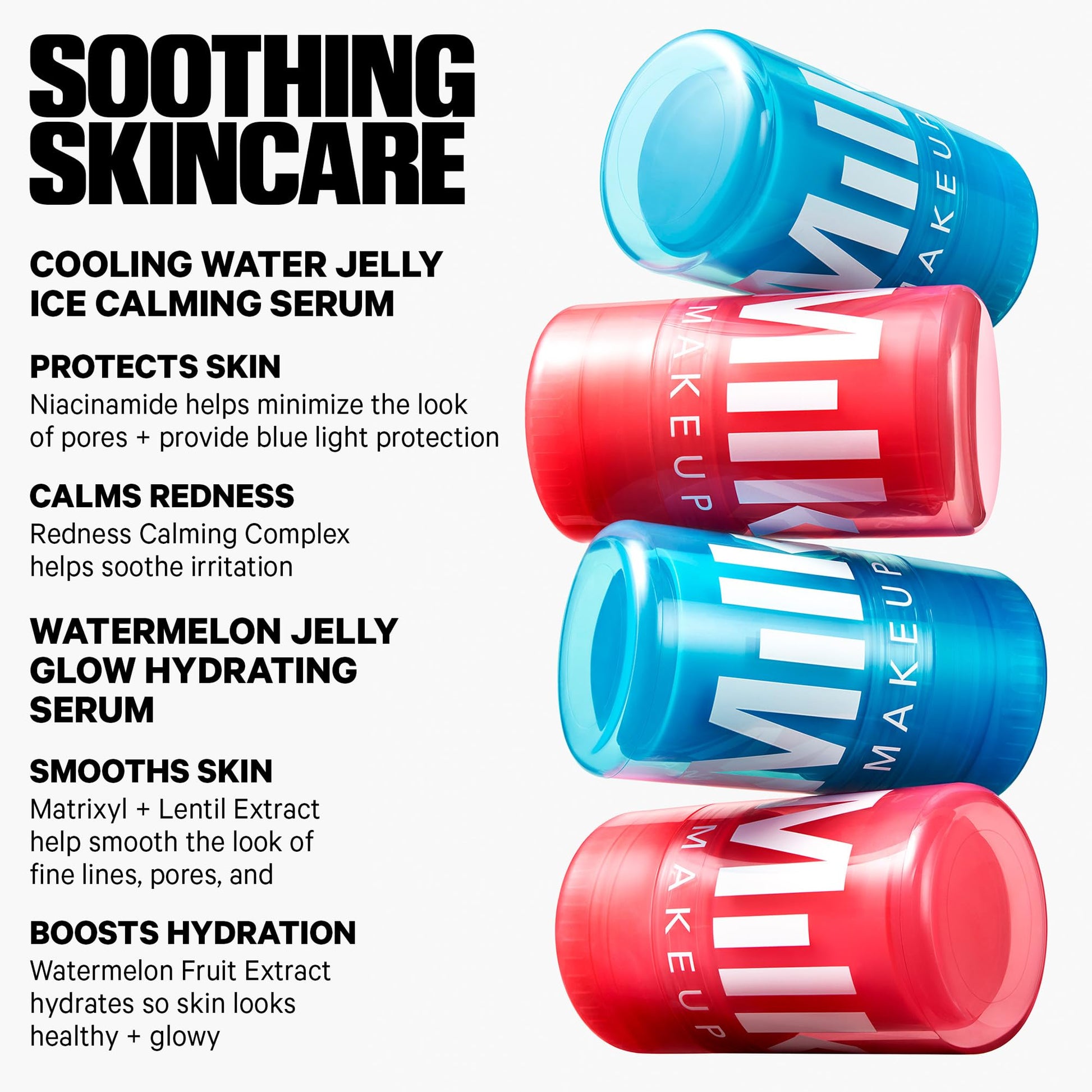 Milk Makeup Skincare Jelly Gift Set – Hydrating + Brightening Face Serums and Blush + Lip Stain in pH-Adaptive Pink – Two Full Size Serum Sticks .21oz + Travel-Friendly Jelly Tint (pHreeze) .17oz - dailyvitalstore