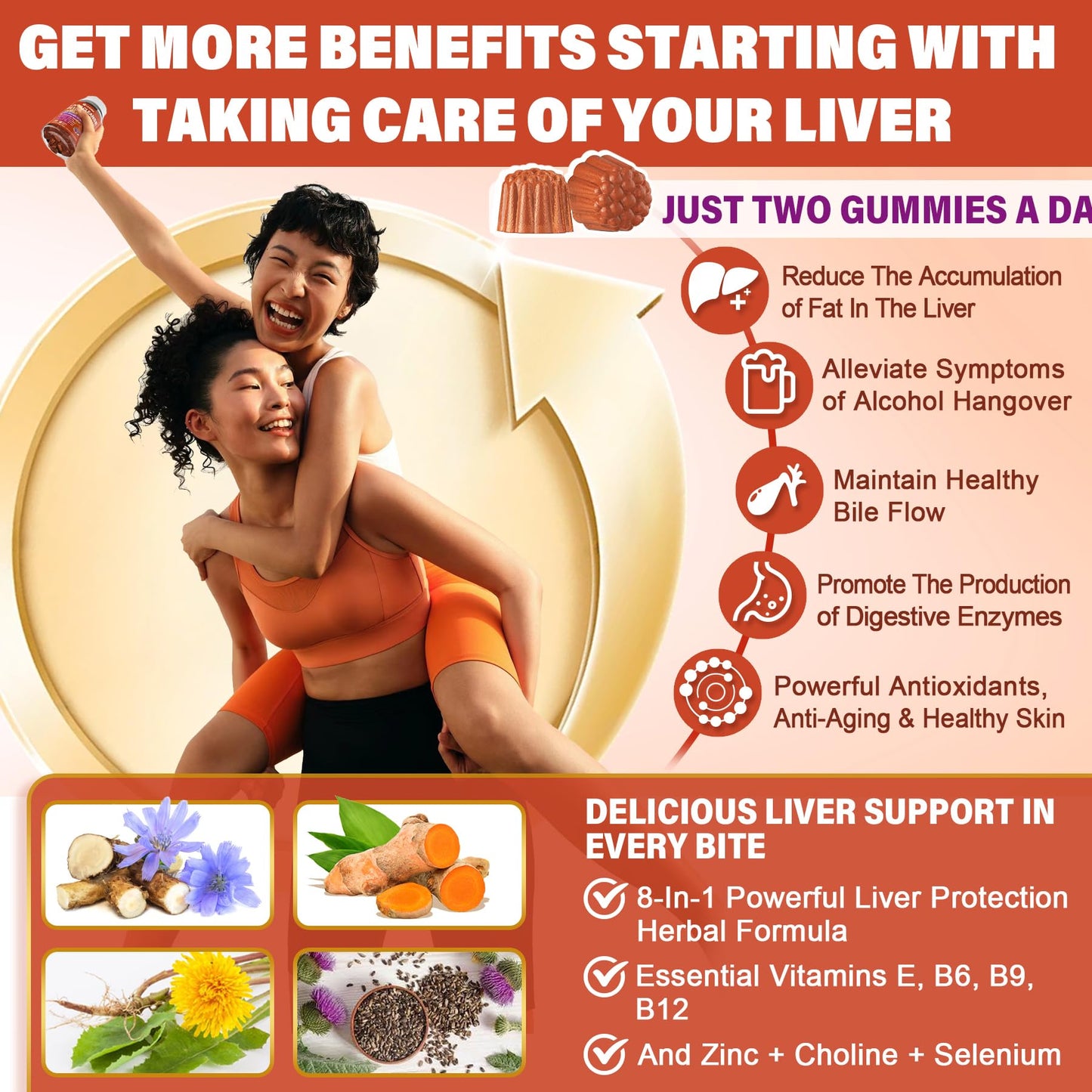 Milk Thistle Liver Detox Gummies, 18-IN-1 Liver Cleanse Detox & Repair Supplement with Berberine, Chicory Root, Turmeric, Artichoke, Dandelion Root, Chanca Piedra - dailyvitalstore