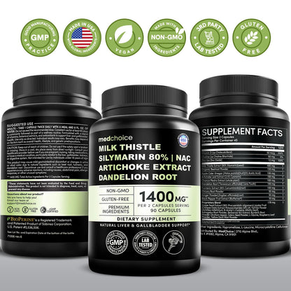 Milk Thistle Supplement w/ NAC, Artichoke & Dandelion – Liver Support Supplement & Gallbladder Supplements in One – Liver Detox – Milk Thistle - dailyvitalstore