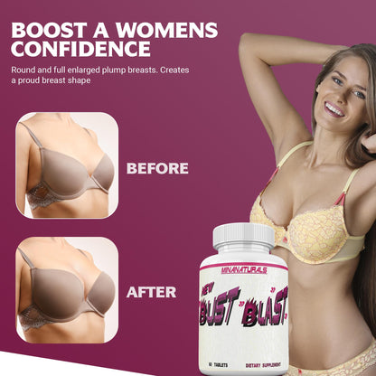 MINANATURALS Bust Blast Loaded Increase Breast Size Fast. Female Breast Enhancement - Bigger Boobs and Butt Pills. 60 Tablets - dailyvitalstore