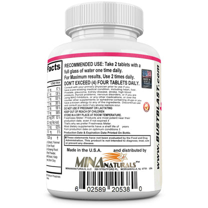 MINANATURALS Bust Blast Loaded Increase Breast Size Fast. Female Breast Enhancement - Bigger Boobs and Butt Pills. 60 Tablets - dailyvitalstore