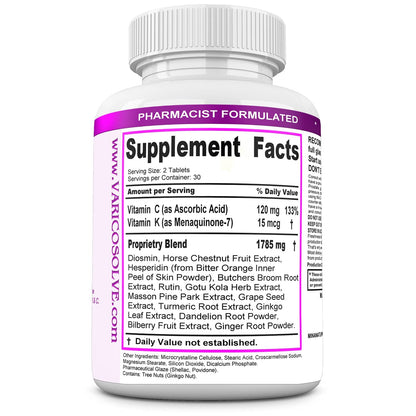MINANATURALS VARICOSOLVE The Natural Supplement for Leg Veins. 60 Tablets - dailyvitalstore