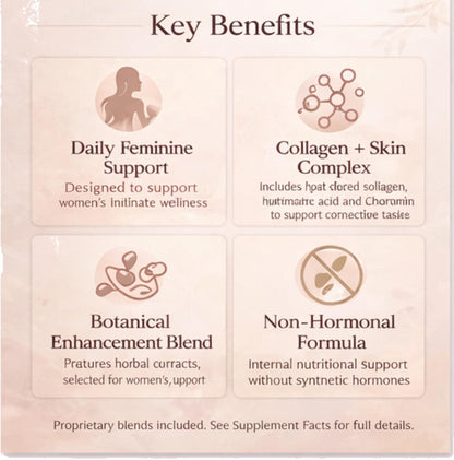 MINANATURALS VELVIRA Feminine Wellness Support Supplement for Women Herbal Rejuvenation Formula with Vitamins, Amino Acids & Collagen 30 Tablets - dailyvitalstore