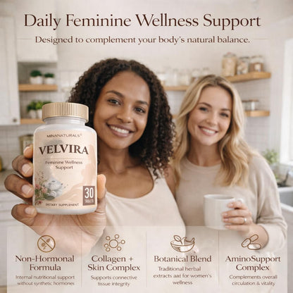MINANATURALS VELVIRA Feminine Wellness Support Supplement for Women Herbal Rejuvenation Formula with Vitamins, Amino Acids & Collagen 30 Tablets - dailyvitalstore