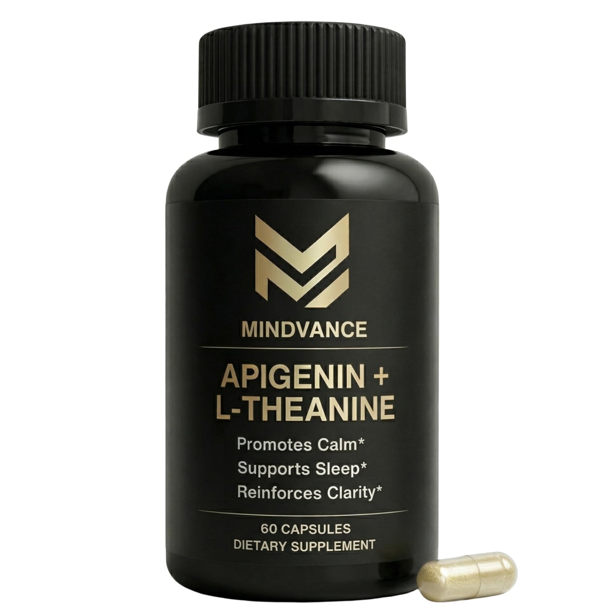 Mindvance Apigenin 100mg with L-Theanine 200mg Supplement Capsules for Sleep Support, Relaxation, Clarity & Calm | Melatonin Free | 60 Vegan Capsules - dailyvitalstore