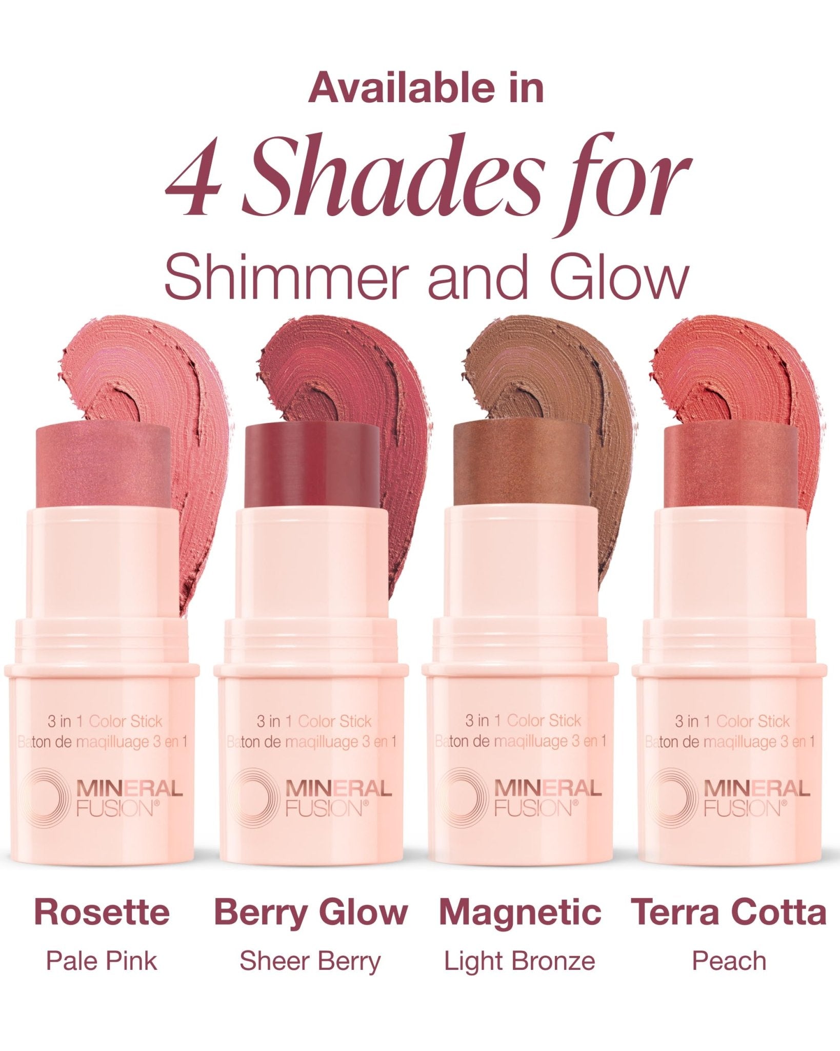 Mineral Fusion 3-in-1 Color Stick - Hydrating Tinted Cream Blush for Cheeks, Lip and Eye - Natural Multi Use Makeup (Berry Glow) - dailyvitalstore