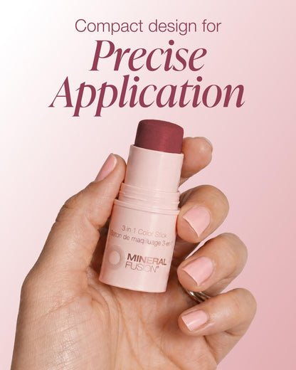 Mineral Fusion 3-in-1 Color Stick - Hydrating Tinted Cream Blush for Cheeks, Lip and Eye - Natural Multi Use Makeup (Berry Glow) - dailyvitalstore