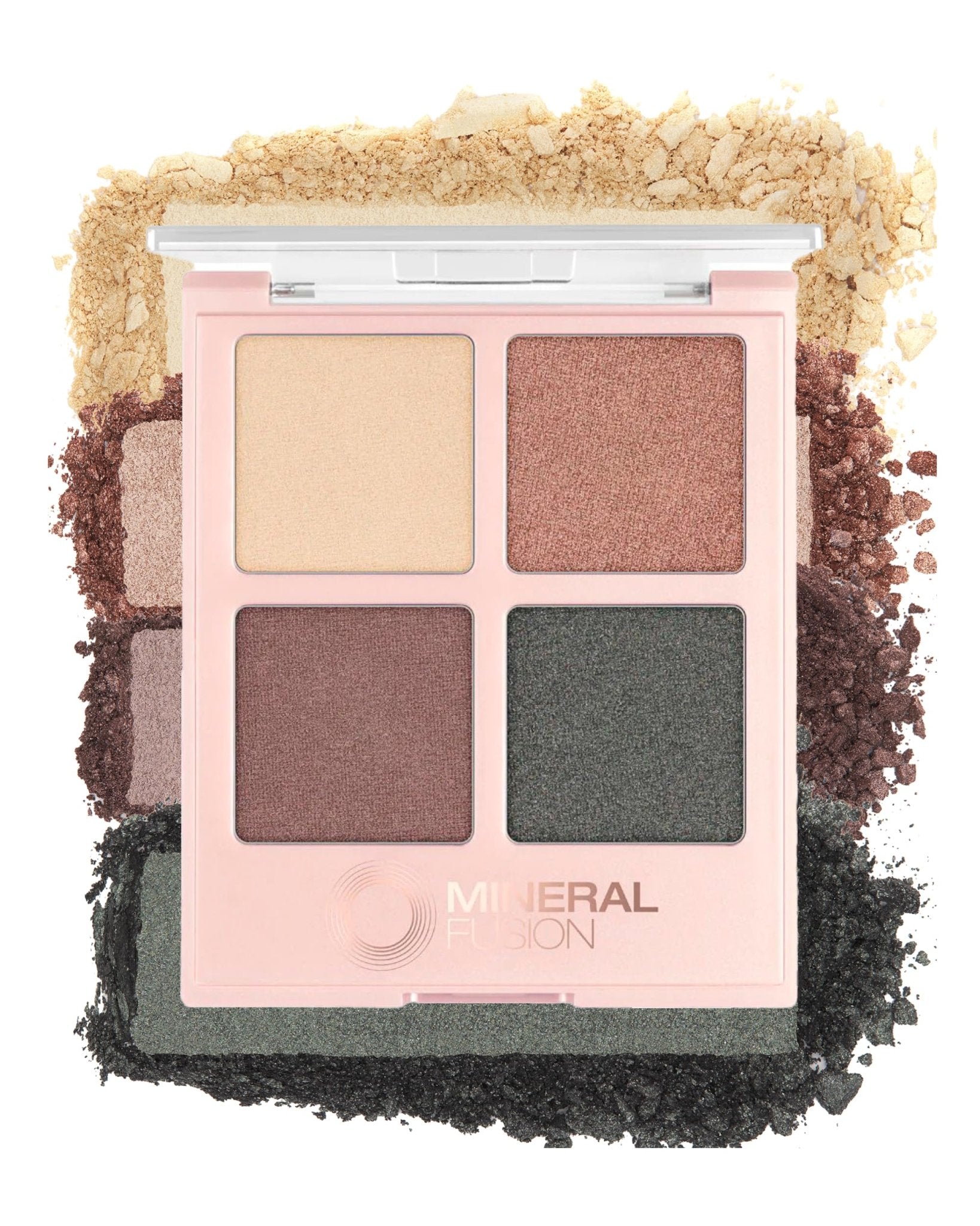 Mineral Fusion Eyeshadow Palette - Four Pressed Powder Shades in Matte, Satin, and Shimmer Finishes - Natural, Lightweight Vegan Eye Makeup - (Glamping) - dailyvitalstore