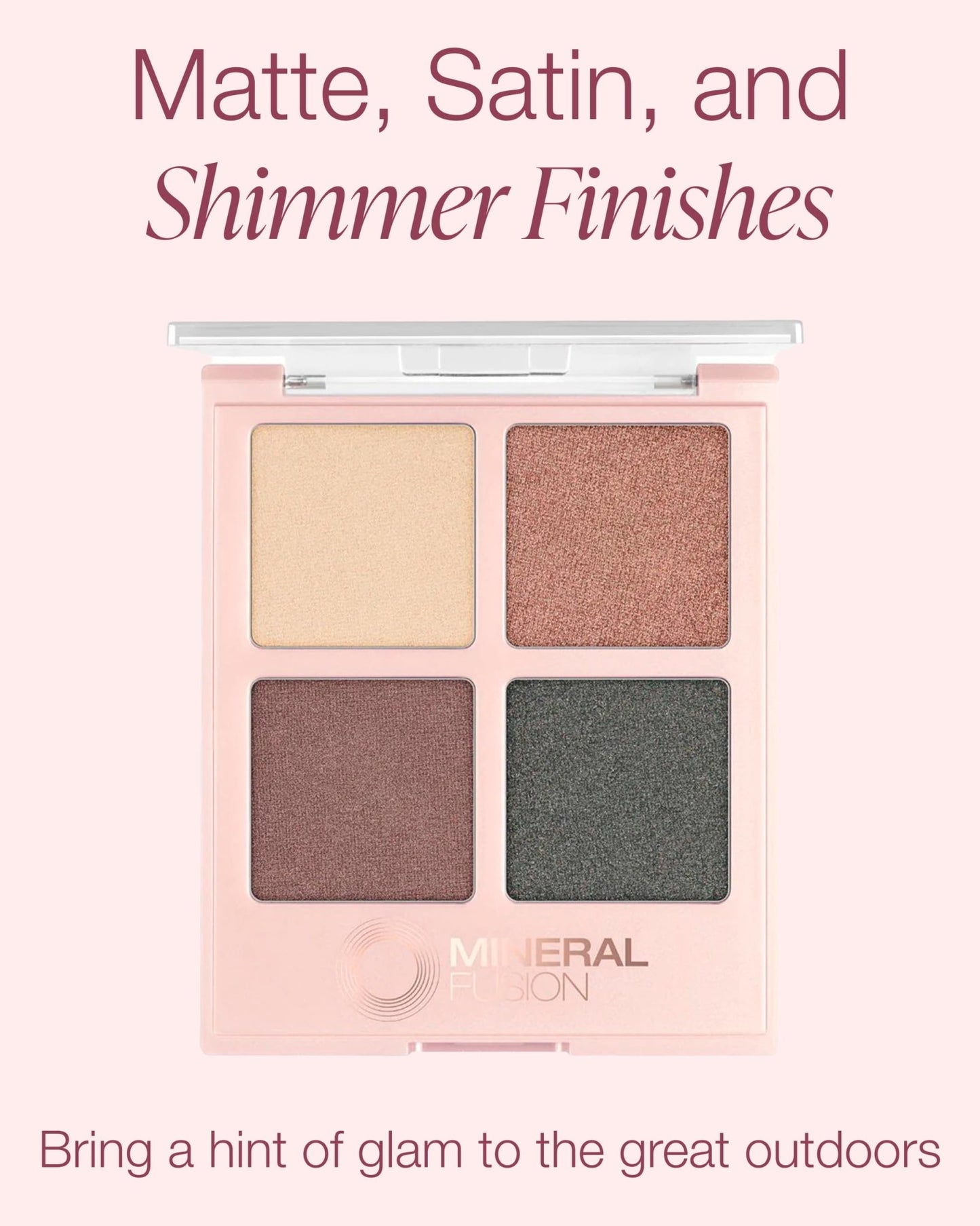 Mineral Fusion Eyeshadow Palette - Four Pressed Powder Shades in Matte, Satin, and Shimmer Finishes - Natural, Lightweight Vegan Eye Makeup - (Glamping) - dailyvitalstore
