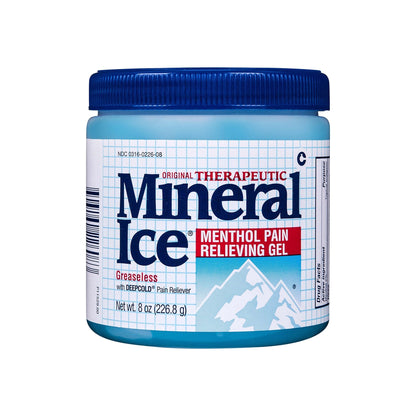 Mineral Ice Original Therapeutic Menthol Pain Relief Gel. Greaseless with "Deepcold" Pain Reliever. Provides Cooling & Penetrating Relief for Arthritis, Simple Backache, Strains & Sprains (8 Ounce) - dailyvitalstore