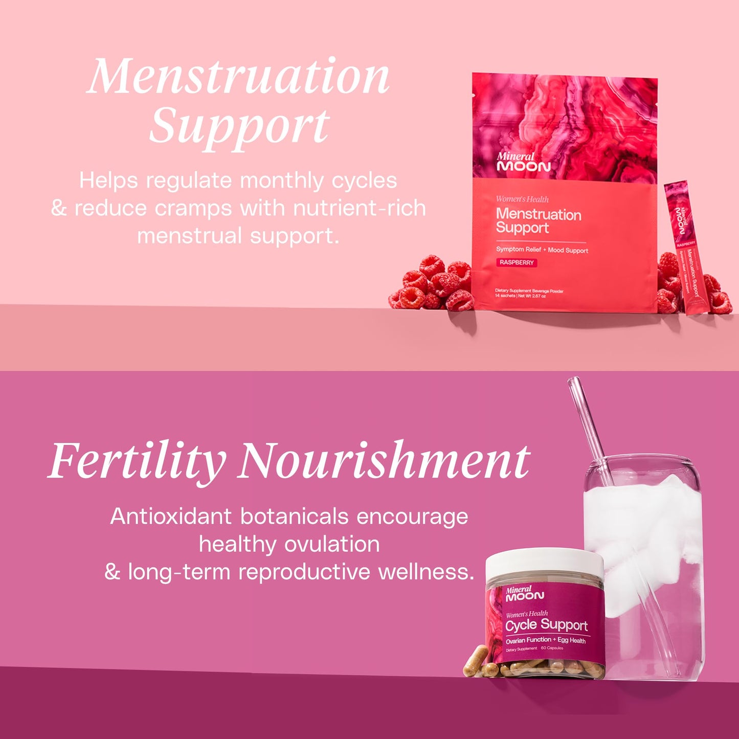 Mineral Moon Hormonal Support Bundle - Menstrual Supplement + Cycle Support - Aid Ovulation, Hormonal Balance & PMS Support - Reduce Period Cramps & Fatigue - Antioxidant Ovarian Support Vitamins - dailyvitalstore