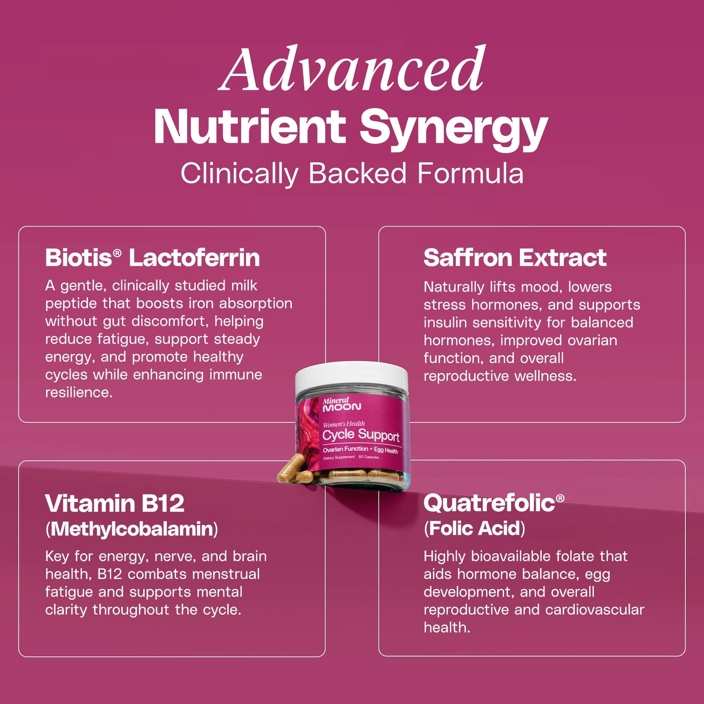 Mineral Moon Hormonal Support Bundle - Menstrual Supplement + Cycle Support - Aid Ovulation, Hormonal Balance & PMS Support - Reduce Period Cramps & Fatigue - Antioxidant Ovarian Support Vitamins - dailyvitalstore
