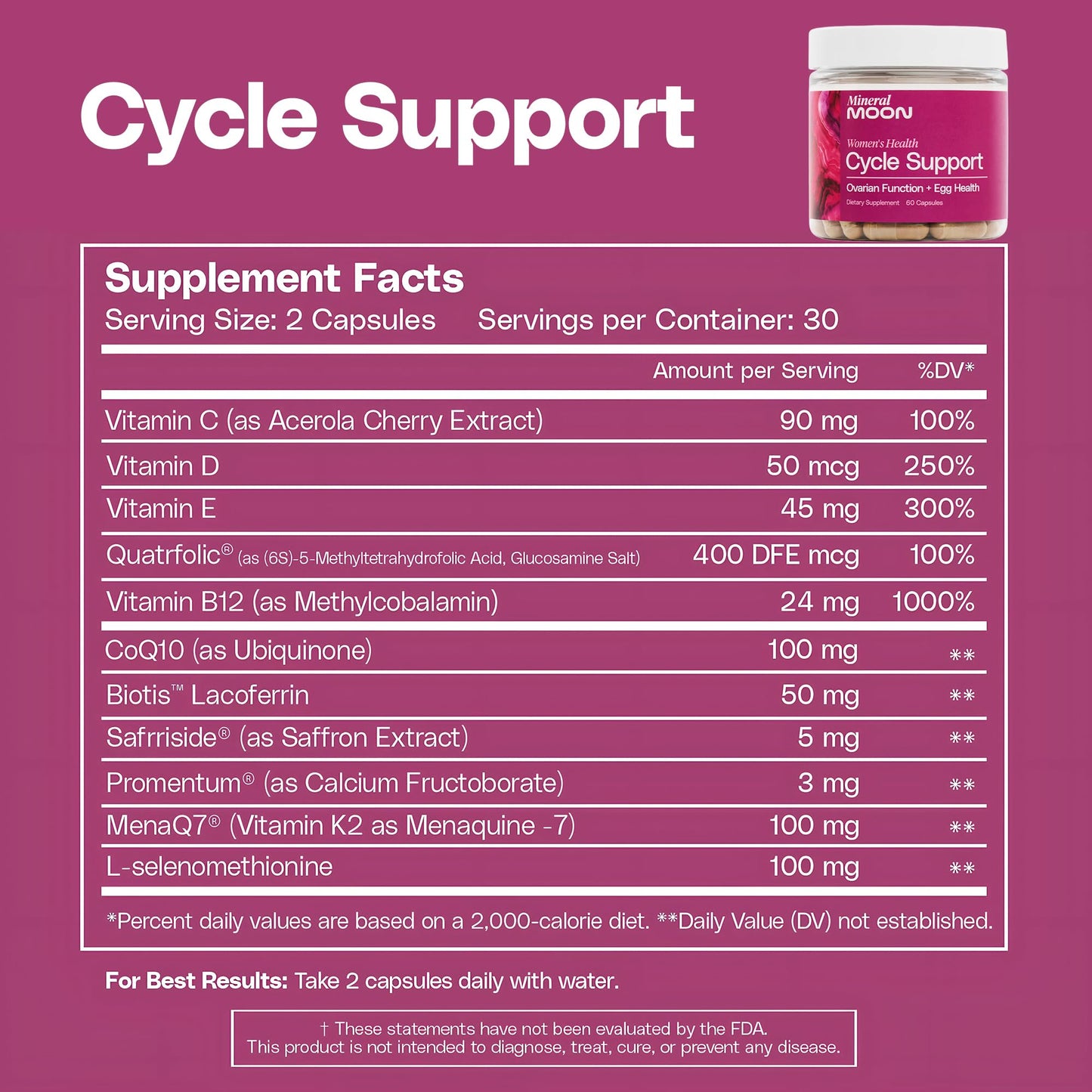 Mineral Moon Hormonal Support Bundle - Menstrual Supplement + Cycle Support - Aid Ovulation, Hormonal Balance & PMS Support - Reduce Period Cramps & Fatigue - Antioxidant Ovarian Support Vitamins - dailyvitalstore