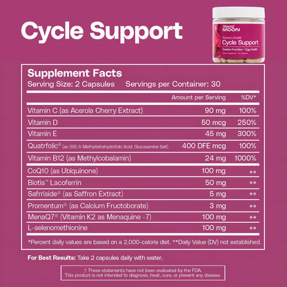 Mineral Moon Hormonal Support Bundle - Menstrual Supplement + Cycle Support - Aid Ovulation, Hormonal Balance & PMS Support - Reduce Period Cramps & Fatigue - Antioxidant Ovarian Support Vitamins - dailyvitalstore