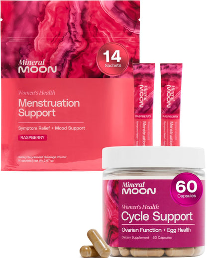 Mineral Moon Hormonal Support Bundle - Menstrual Supplement + Cycle Support - Aid Ovulation, Hormonal Balance & PMS Support - Reduce Period Cramps & Fatigue - Antioxidant Ovarian Support Vitamins - dailyvitalstore