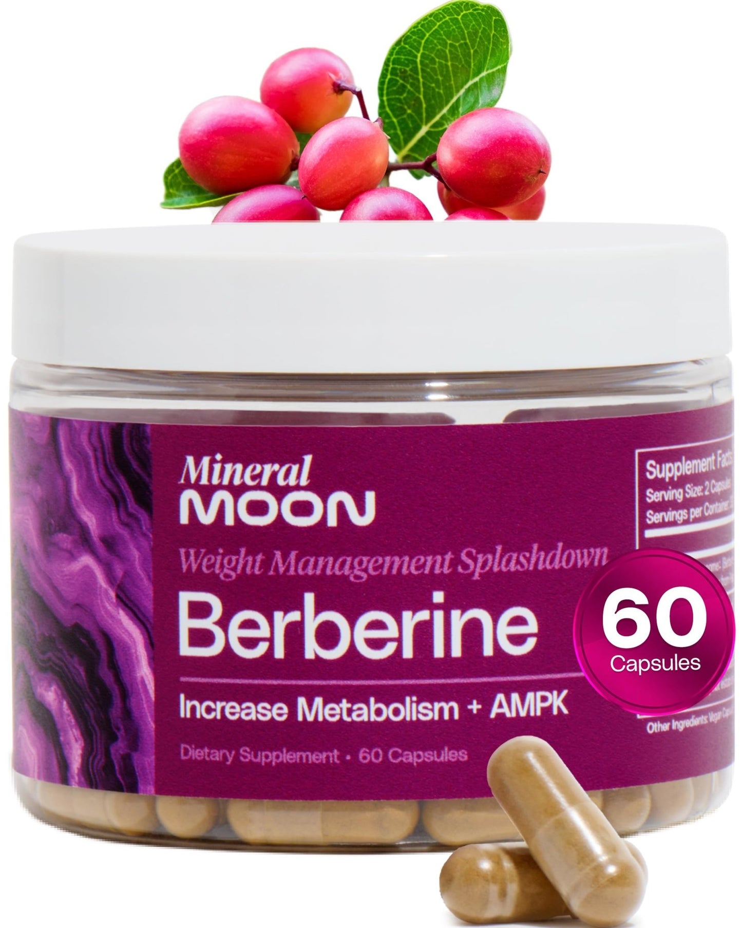 Mineral Moon Premium Berberine Supplement Body Composition, 60 Capsules - with Cissus Quadrangularis & Berberine Phytosome - Supports Overall Wellness - dailyvitalstore