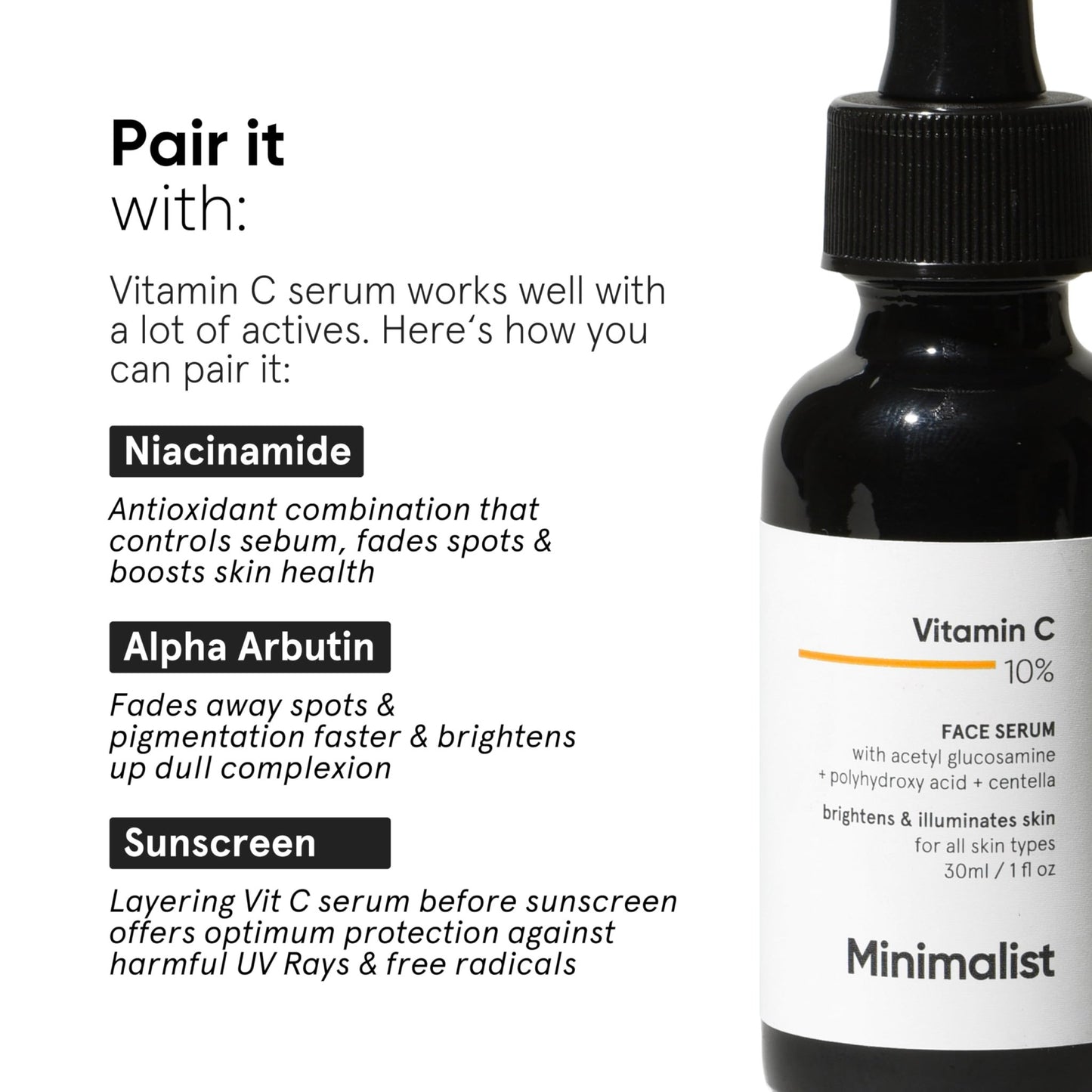 Minimalist 10% Advanced Vitamin C Serum for Glowing Skin | Brightening & Dark Spot Treatment | Treats Uneven Skin Tone, Dullness & UV Damage - dailyvitalstore