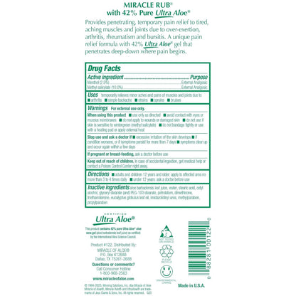 Miracle of Aloe Miracle Rub Pain Relieving Cream 32 oz, Fast & Effective Relief for Arthritis, Muscle, and Joint Pain - Maximum Strength UltraAloe Formula, Topical Analgesic - dailyvitalstore