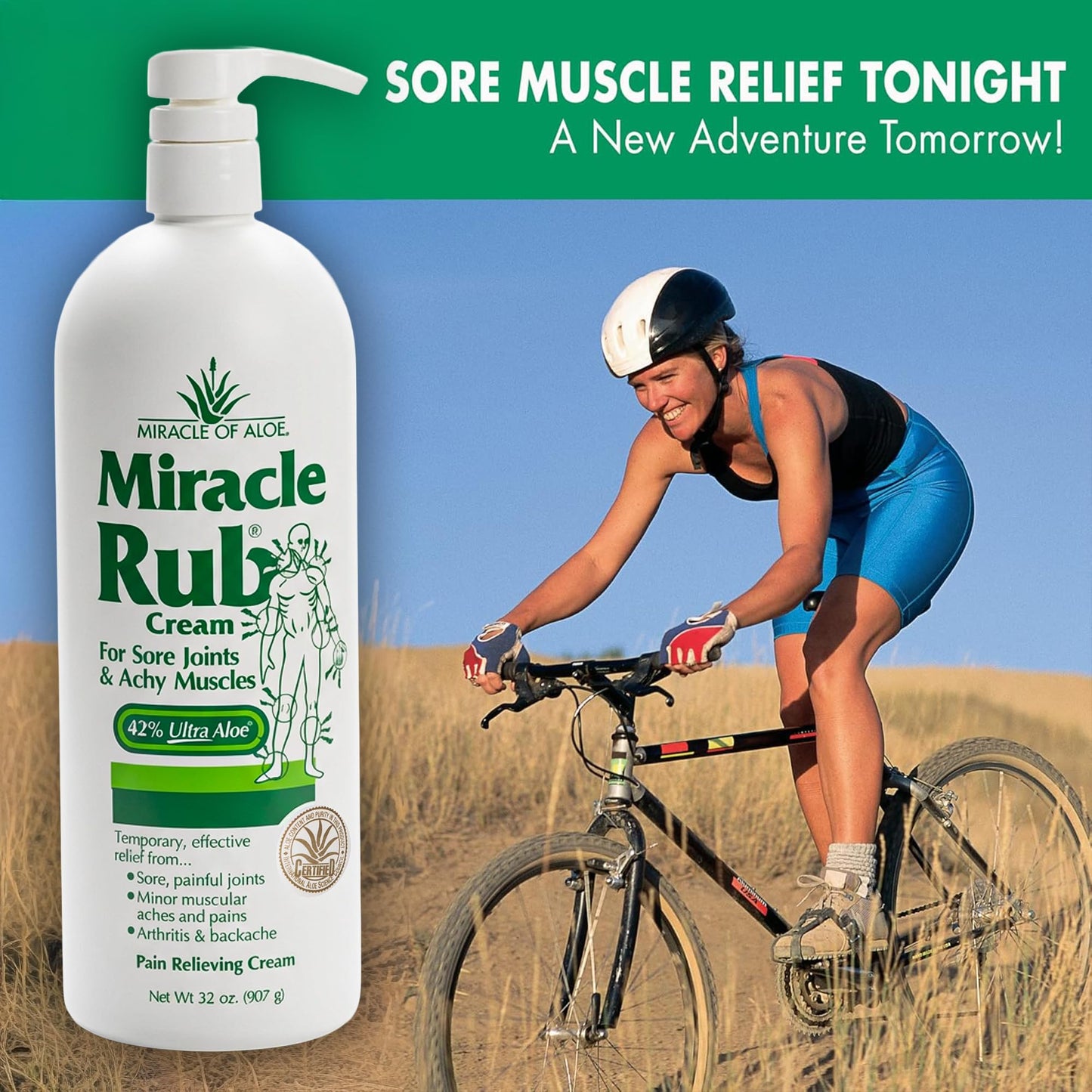 Miracle of Aloe Miracle Rub Pain Relieving Cream 32 oz, Fast & Effective Relief for Arthritis, Muscle, and Joint Pain - Maximum Strength UltraAloe Formula, Topical Analgesic - dailyvitalstore