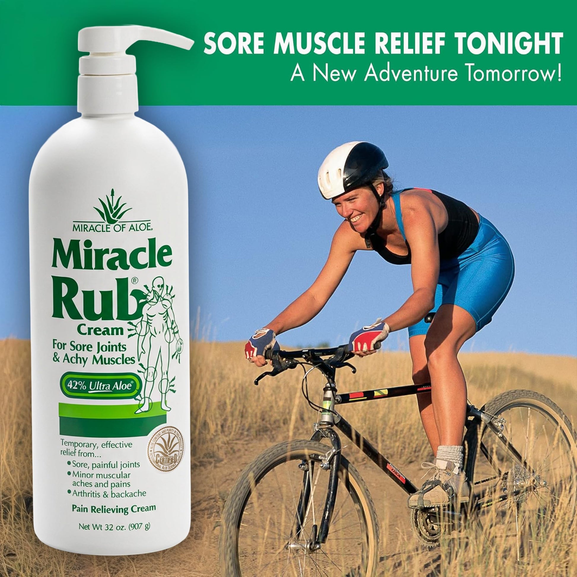 Miracle of Aloe Miracle Rub Pain Relieving Cream 32 oz, Fast & Effective Relief for Arthritis, Muscle, and Joint Pain - Maximum Strength UltraAloe Formula, Topical Analgesic - dailyvitalstore