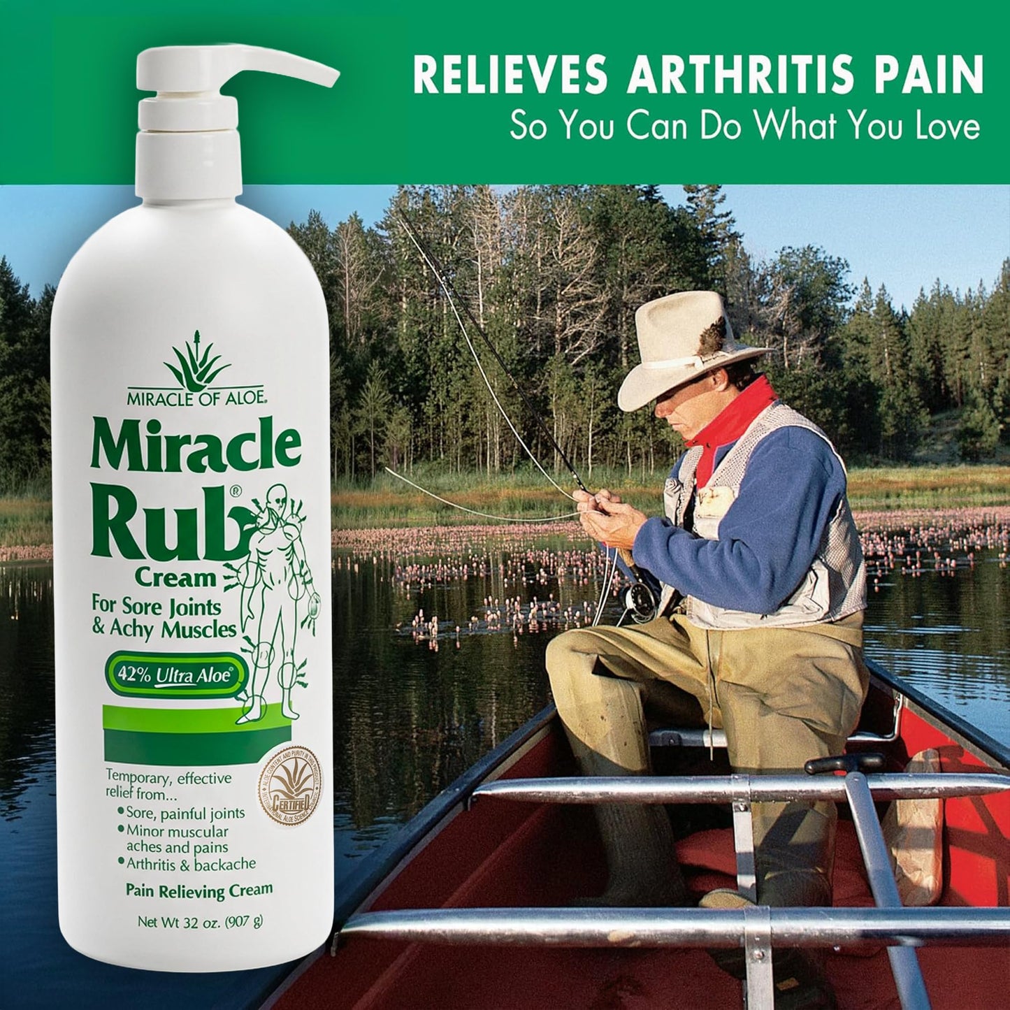 Miracle of Aloe Miracle Rub Pain Relieving Cream 32 oz, Fast & Effective Relief for Arthritis, Muscle, and Joint Pain - Maximum Strength UltraAloe Formula, Topical Analgesic - dailyvitalstore