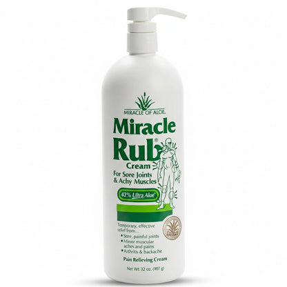 Miracle of Aloe Miracle Rub Pain Relieving Cream 32 oz, Fast & Effective Relief for Arthritis, Muscle, and Joint Pain - Maximum Strength UltraAloe Formula, Topical Analgesic - dailyvitalstore