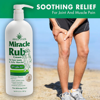 Miracle of Aloe Miracle Rub Pain Relieving Cream 32 oz, Fast & Effective Relief for Arthritis, Muscle, and Joint Pain - Maximum Strength UltraAloe Formula, Topical Analgesic - dailyvitalstore
