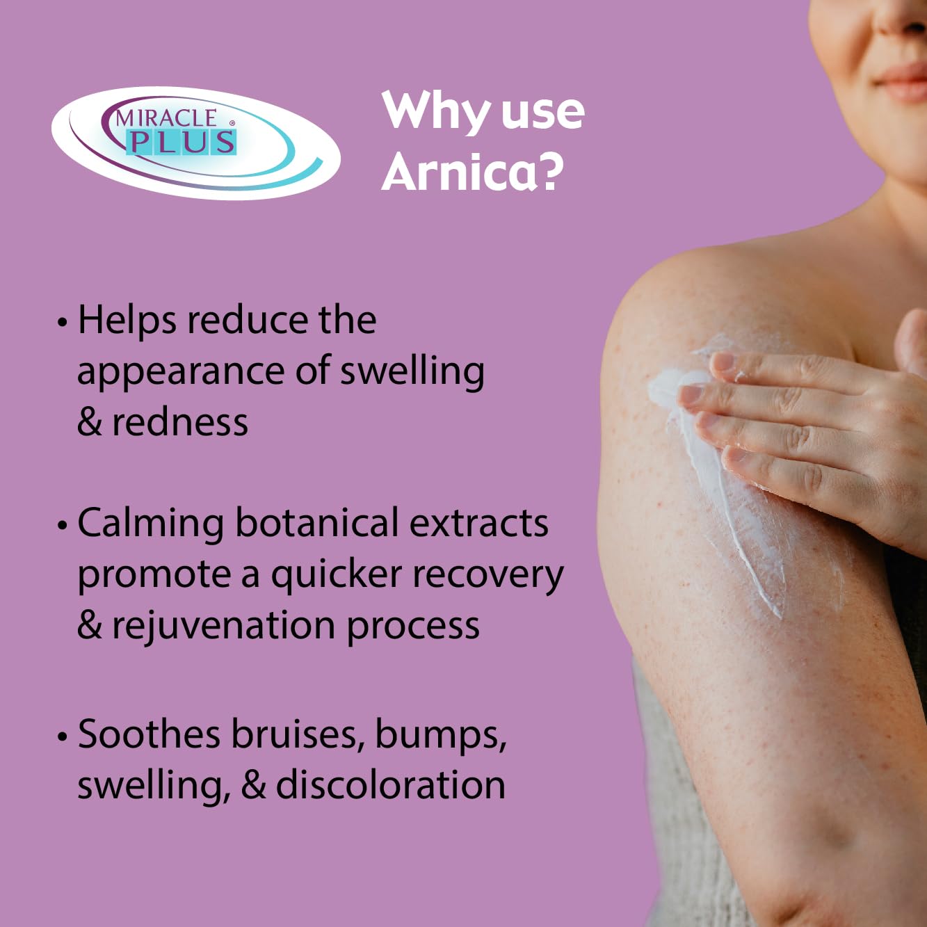 Miracle Plus Arnica Cream Extra Strength Bruise Relief Lotion For Bruising And Swelling On Skin | Arnica Gel, Vitamin K Cream, Skin Care | Moisturizing Bruise Formula With Horse Chestnut, 2-Pack - dailyvitalstore