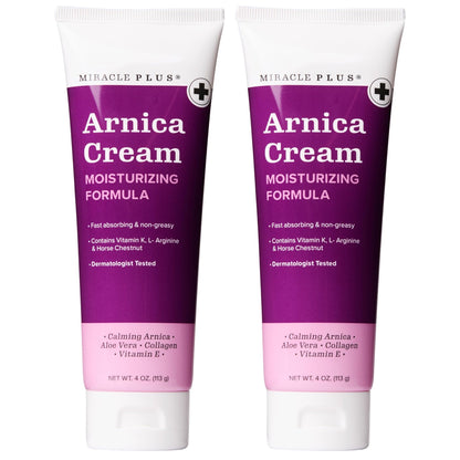 Miracle Plus Arnica Cream Extra Strength Bruise Relief Lotion For Bruising And Swelling On Skin | Arnica Gel, Vitamin K Cream, Skin Care | Moisturizing Bruise Formula With Horse Chestnut, 2-Pack - dailyvitalstore
