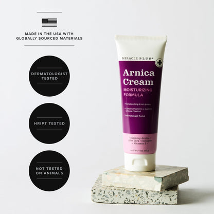 Miracle Plus Arnica Cream Extra Strength Bruise Relief Lotion For Bruising And Swelling On Skin | Arnica Gel, Vitamin K Cream, Skin Care | Moisturizing Bruise Formula With Horse Chestnut, 2-Pack - dailyvitalstore