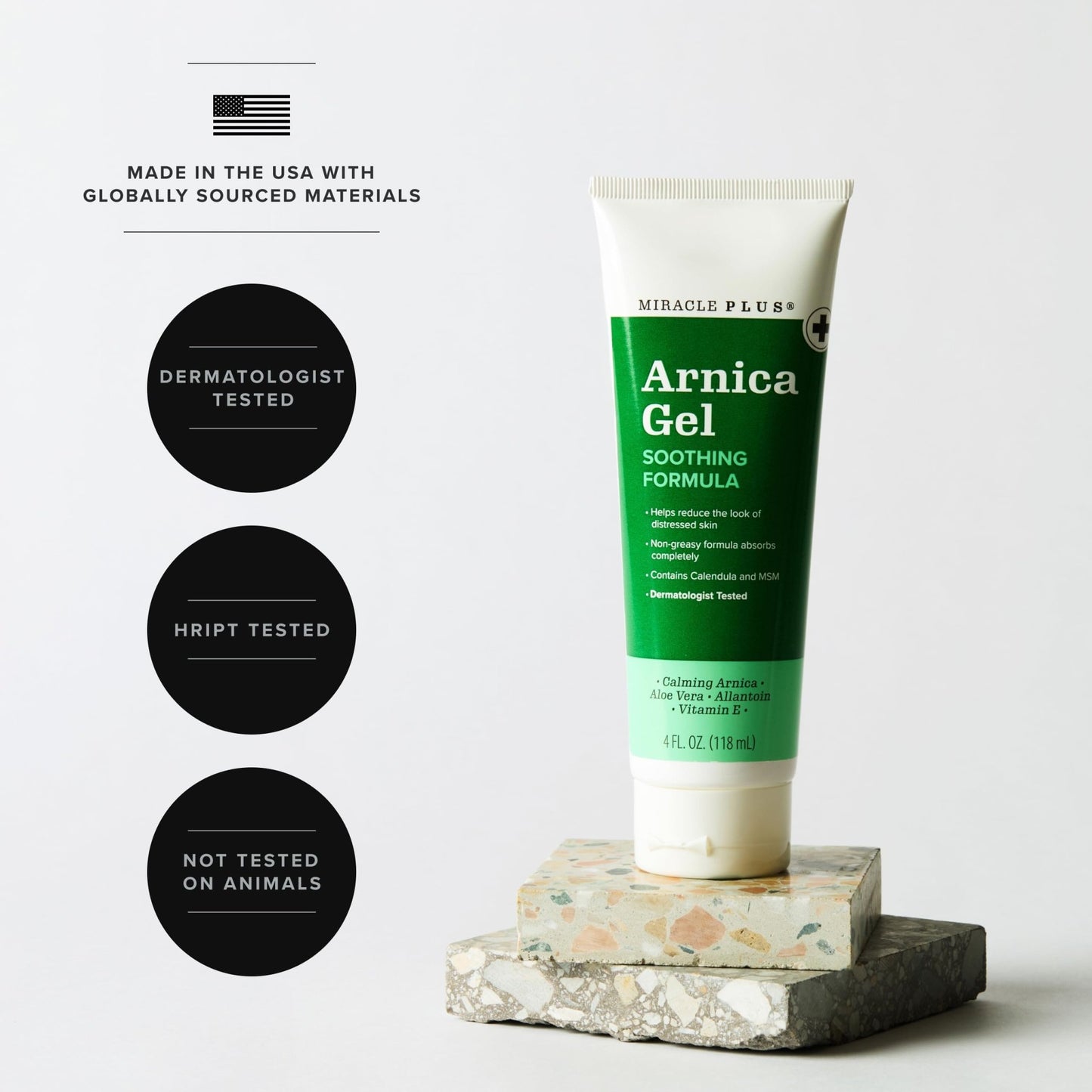 Miracle Plus Natural Arnica Bruise Gel For Body | Skin Care Arnica Montana Lotion Topical Gel | Extra Strength Vitamin K Cream Ointment, 4 Fl Oz - dailyvitalstore