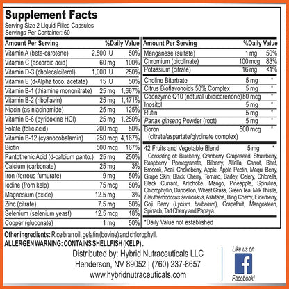 MiracleMulti Liquid Multivitamin Capsules for Men & Women - Complete Whole Food Blend Daily Vitamin & Mineral Supplement with CoQ10, B12, 42 Superfood Enzyme - 120 Softgels - dailyvitalstore