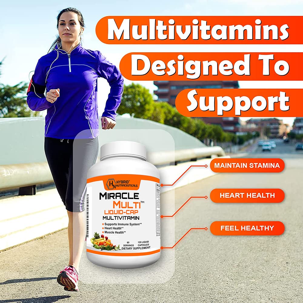 MiracleMulti Liquid Multivitamin Capsules for Men & Women - Complete Whole Food Blend Daily Vitamin & Mineral Supplement with CoQ10, B12, 42 Superfood Enzyme - 120 Softgels - dailyvitalstore
