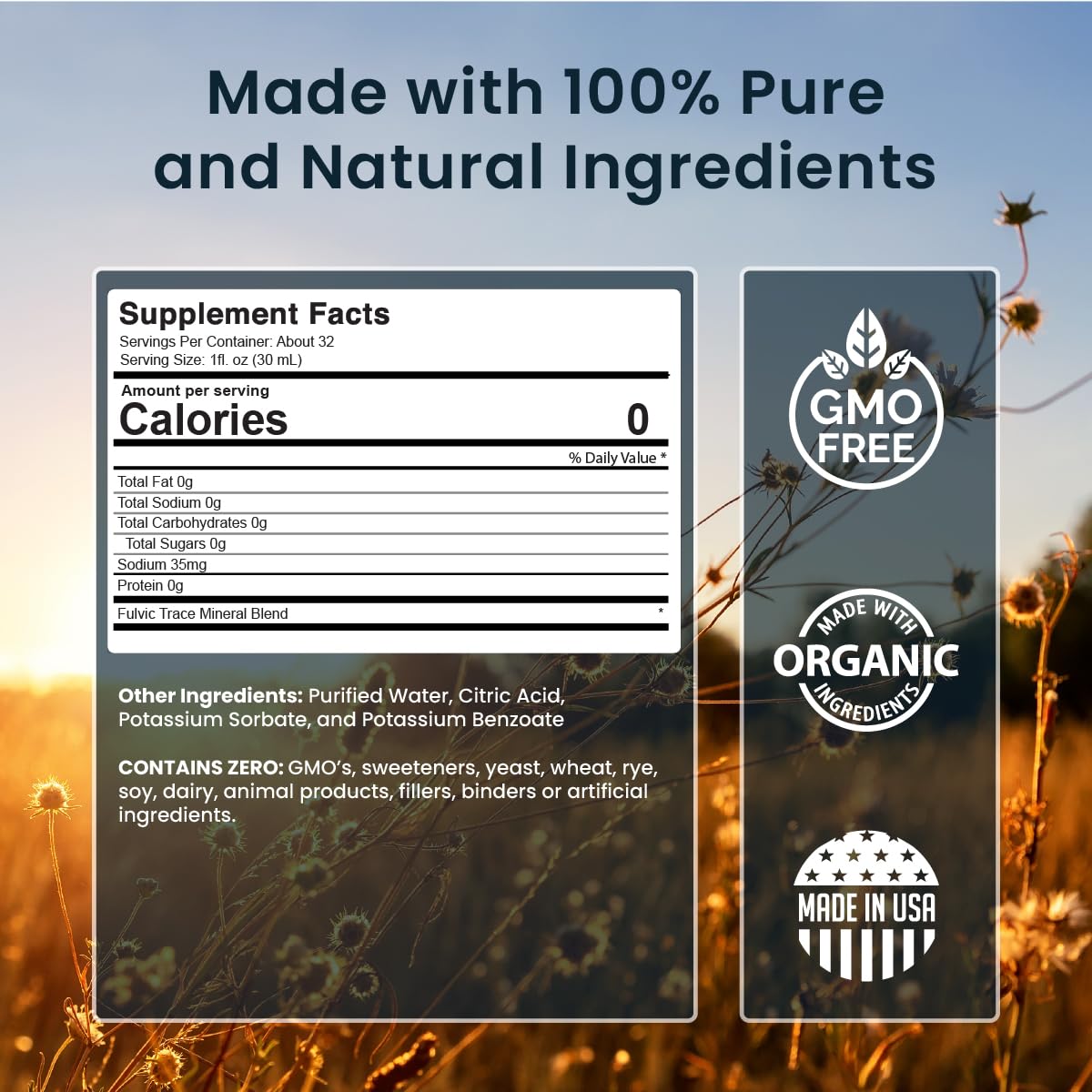 Miracles of Health Liquid Chelated Minerals - Organic Humic Fulvic Mineral Blend - 72+ Plant-Based Minerals, 20 Essential Amino Acids - 100% Natural - 1 Month Supply, 32 fl. oz - dailyvitalstore