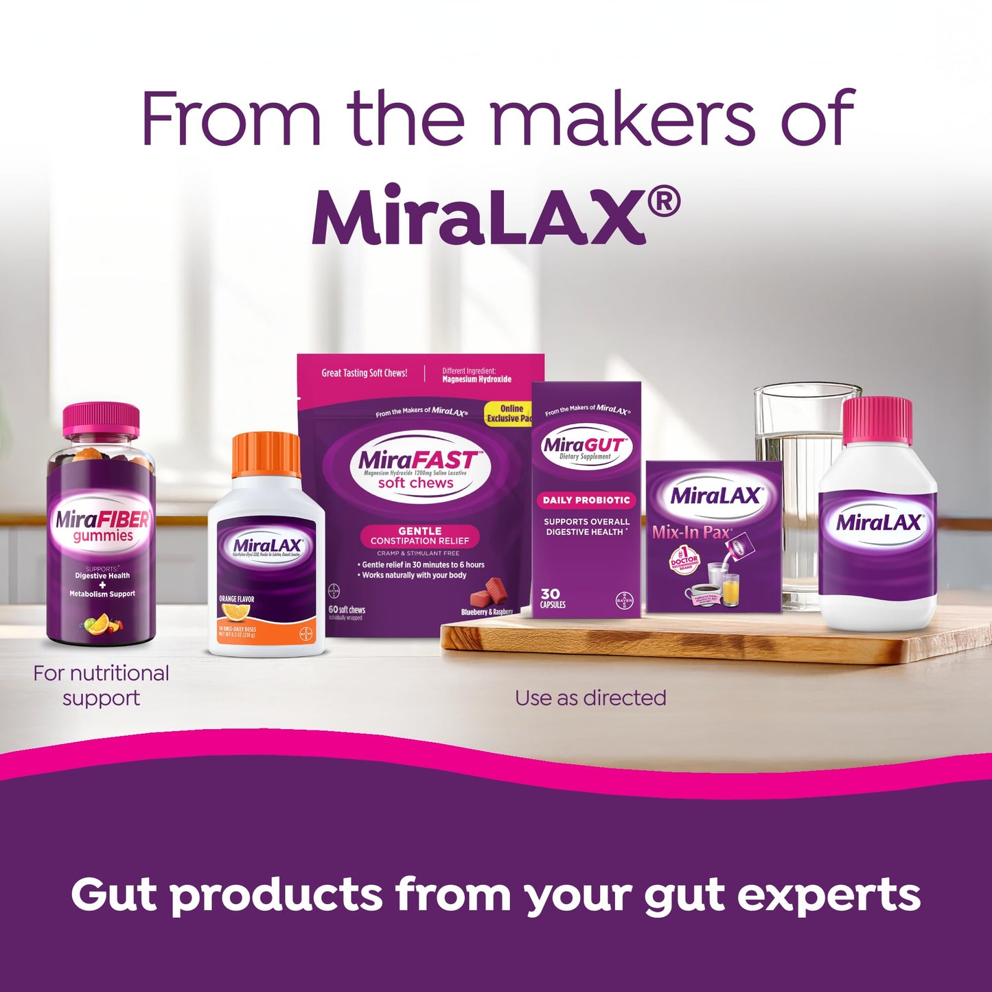 MiraGUT Daily Probiotic, from the Makers of MiraLAX, Probiotics for Digestive Health, Gluten-Free Supplement, Probiotic for Women and Men - dailyvitalstore