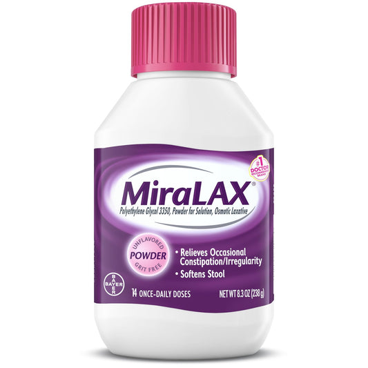 MiraLAX Laxative Powder, Gentle Constipation Relief, PEG 3350, Physician Recommended, No Harsh Side Effects, 14 Dose - dailyvitalstore