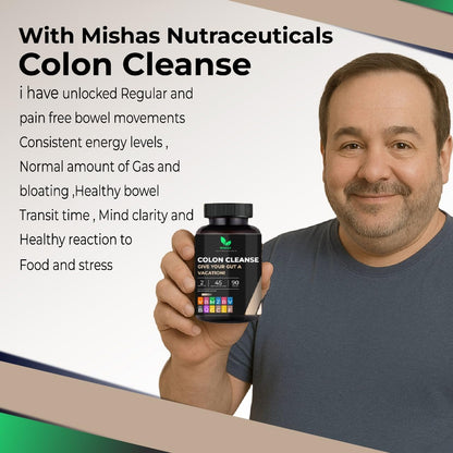 Mishas Nutraceutical Colon Cleanse - Relief from Gas and Bloating, Supports Gut Health with Magnesium, Berberine, Vitamin D, Quercetin & More - dailyvitalstore
