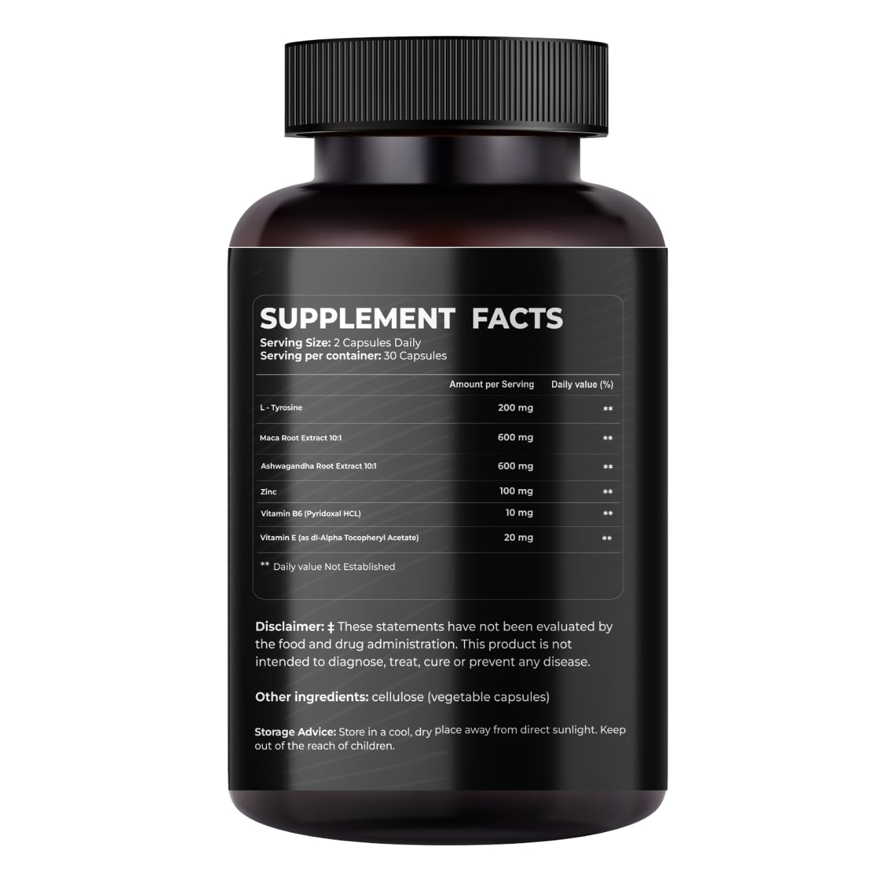 Mishas Nutraceuticals L-Tyrosine with Maca Root, Ashwagandha & Vitamins Complex – Energy, Mental Focus, Stress Relief & Immunity Support – 60 Capsules (30 Servings) - dailyvitalstore