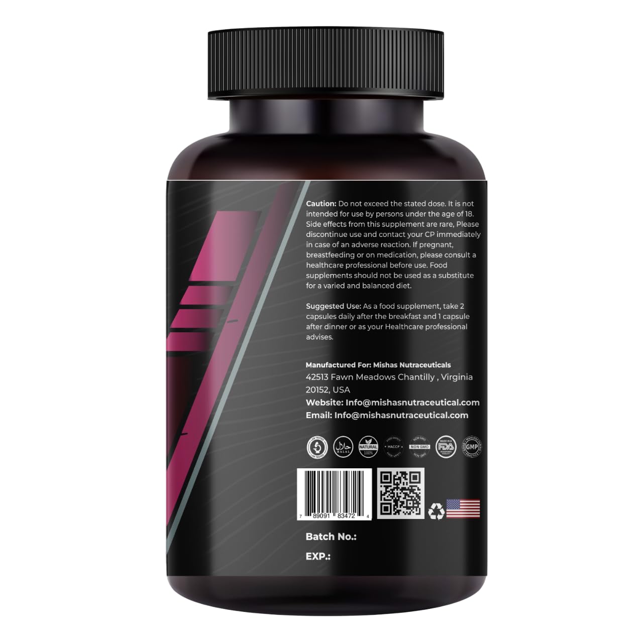Mishas Nutraceuticals L-Tyrosine with Maca Root, Ashwagandha & Vitamins Complex – Energy, Mental Focus, Stress Relief & Immunity Support – 60 Capsules (30 Servings) - dailyvitalstore