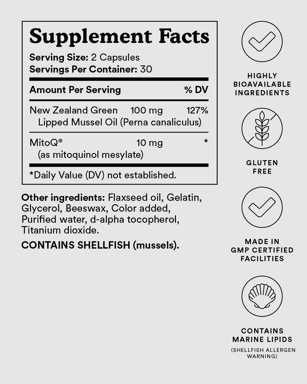 MitoQ +Joint Advanced CoQ10 Antioxidant Supplement - Contains Mitoquinol Mesylate & Green Lipped Mussel Omega Oil Extract - Supports Healthy Joint, Mobility and Cell Vitality (60 Softgel Capsules) - dailyvitalstore