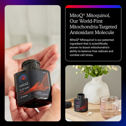 MitoQ Pure Advanced Mitochondria Supplement Superior Bioavailability to CoQ10 | Reduces Free Radical Damage for Healthy Aging, Metabolism, Heart Health, Energy, Strength & Mobility - dailyvitalstore