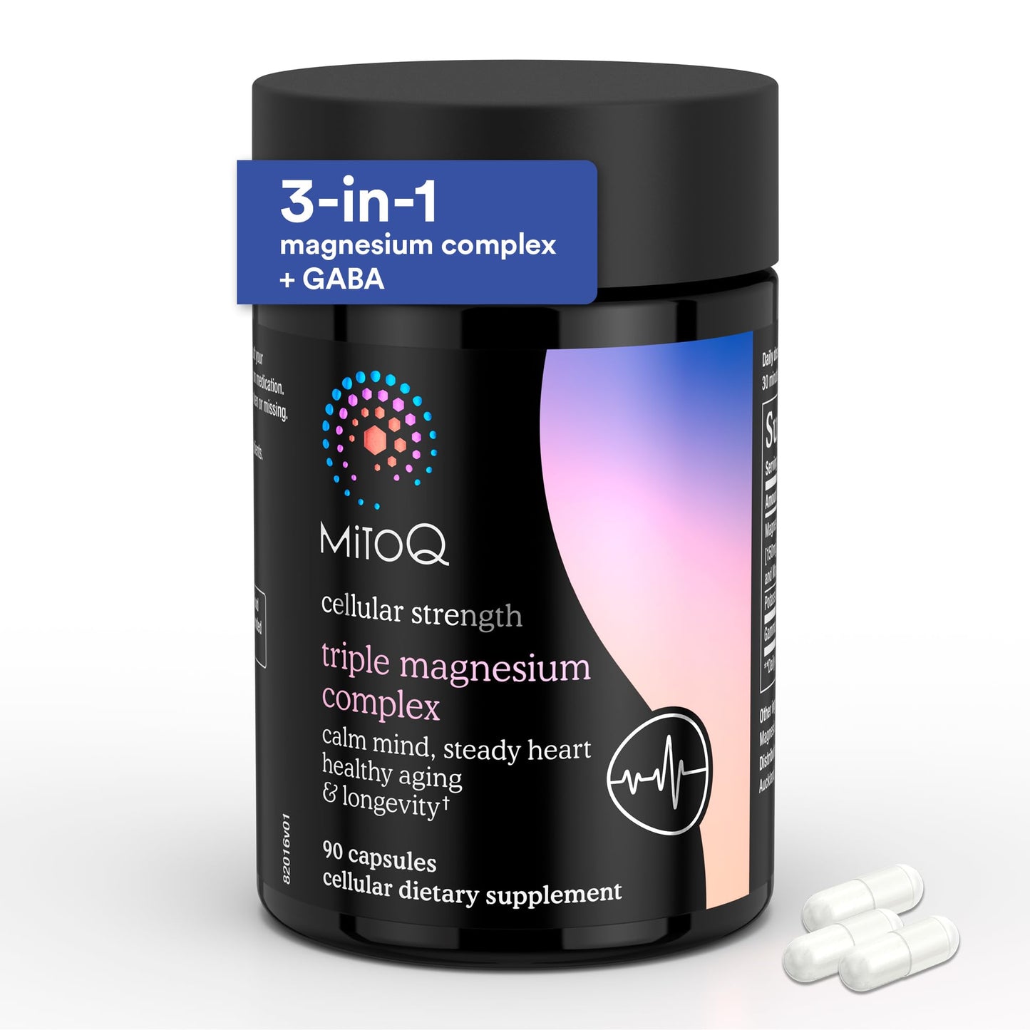 MitoQ Triple Magnesium Complex | Magnesium Glycinate, Taurinate, Oxide with GABA for Heart Health, Stress Management, & Deeper Sleep | High Absorption | 90 Capsules - dailyvitalstore
