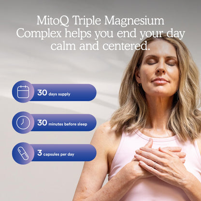 MitoQ Triple Magnesium Complex | Magnesium Glycinate, Taurinate, Oxide with GABA for Heart Health, Stress Management, & Deeper Sleep | High Absorption | 90 Capsules - dailyvitalstore