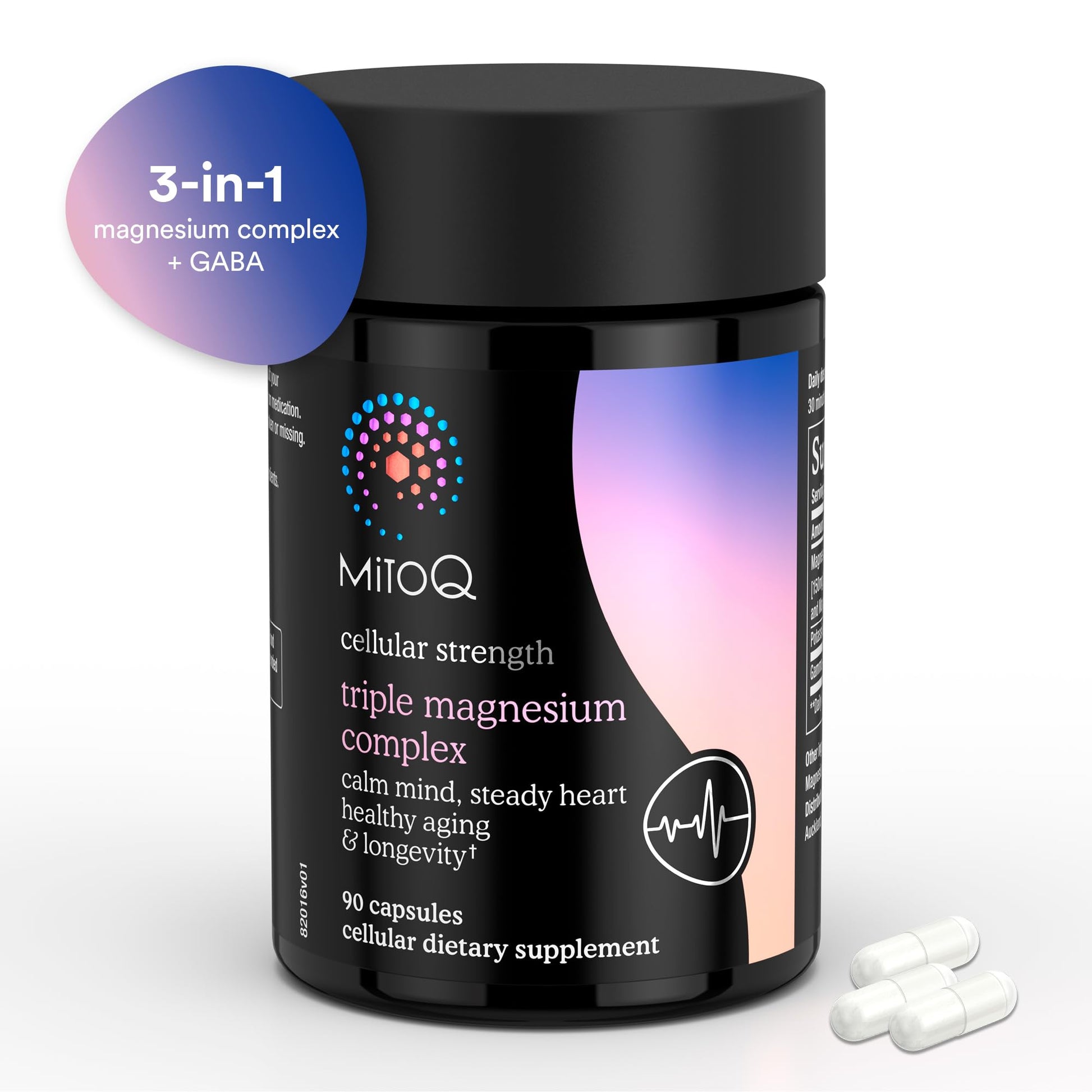 MitoQ Triple Magnesium Complex | Magnesium Glycinate, Taurinate, Oxide with GABA for Heart Health, Stress Management, & Deeper Sleep | High Absorption | 90 Capsules - dailyvitalstore