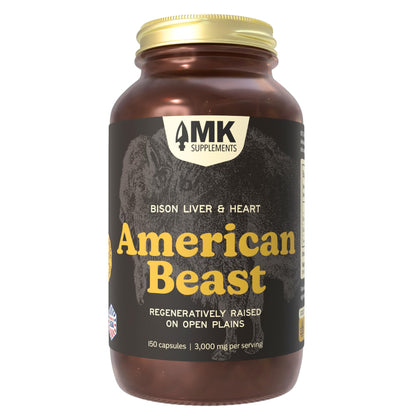 MK Supplements American Beast | Bison Liver & Heart Capsules | ~49x More CoQ10 Than Beef Liver | Regeneratively Raised Bison | 150 Capsules - dailyvitalstore