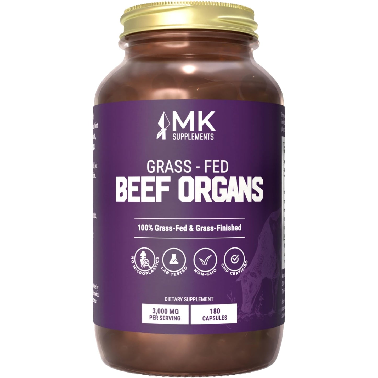 MK Supplements Grass-Fed Beef Organs Capsules | 5 Organs in Nature-Identical Ratios | B12, Copper & Heme Iron | Regeneratively Raised | 150 Capsules - dailyvitalstore