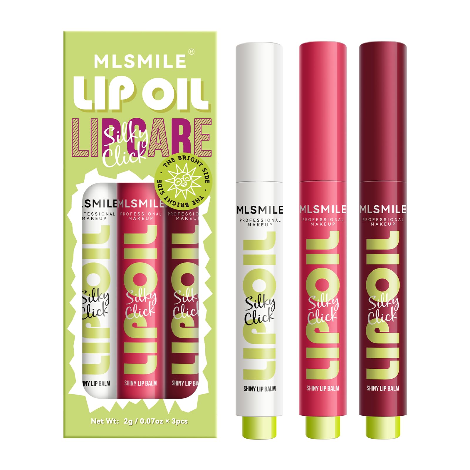 MLSMILE 3 Colors Fat Lip Oil Click Slick,Press Lipstick Set,Moisturizing Lip Balm,High Pigment Glow Lip Oil,Long-lasting,Pigmented Vegan,Lightweight and Glossy Lip Plumper with Coconut Oil-Set A - dailyvitalstore